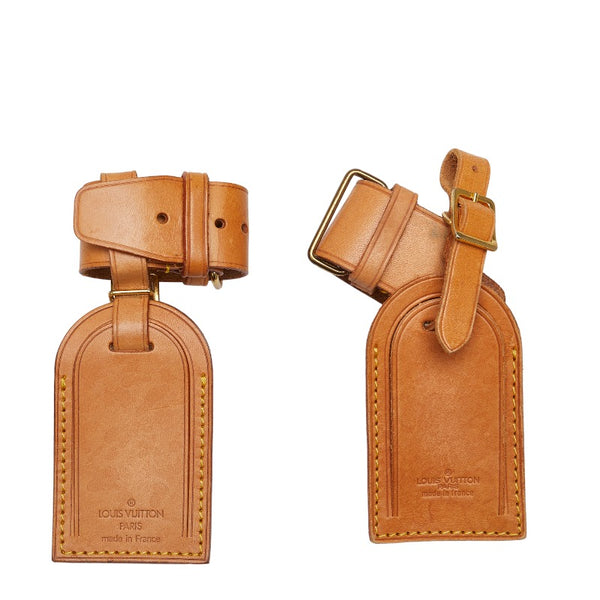 ルイ ヴィトン ネームタグ ポワニエ 2個セット ブラウン レザー レディース LOUIS VUITTON 【中古】