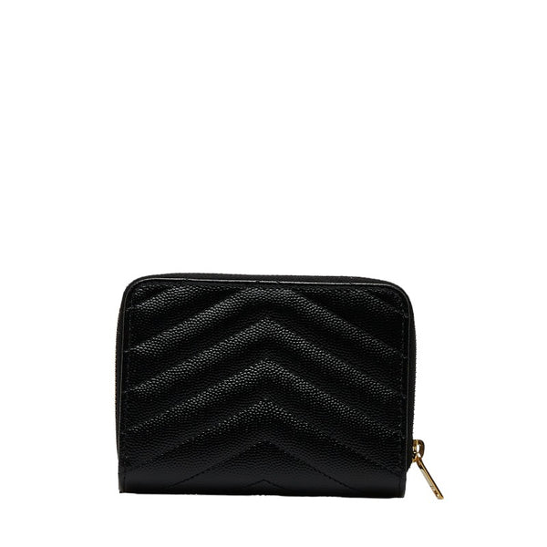 サンローラン YSLロゴ Vステッチ キルティング ゴールド金具 二つ折り財布 GUE403723 ブラック レザー レディース SAINT LAURENT 【中古】