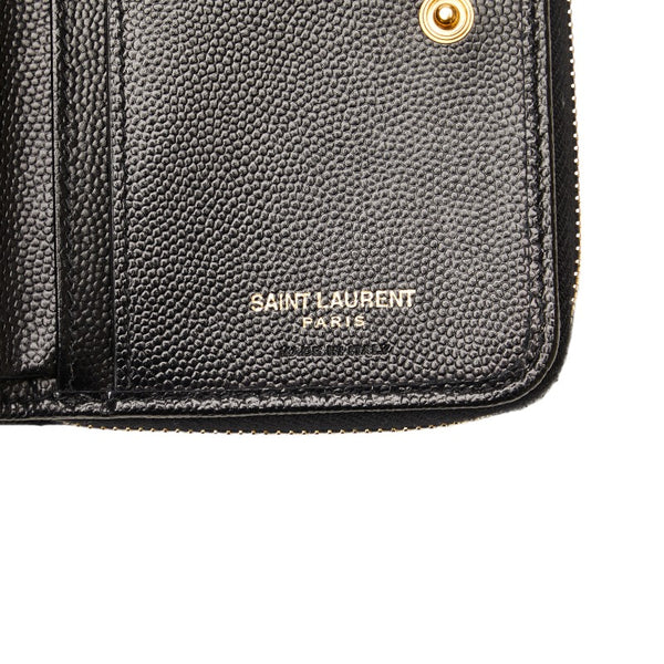 サンローラン YSLロゴ Vステッチ キルティング ゴールド金具 二つ折り財布 GUE403723 ブラック レザー レディース SAINT LAURENT 【中古】