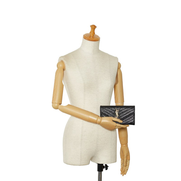 サンローラン カサンドラ マテラッセ 長財布 372264 ブラック キャビアスキン レディース SAINT LAURENT 【中古】