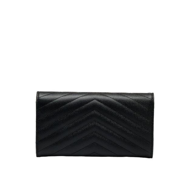 サンローラン カサンドラ マテラッセ 長財布 372264 ブラック キャビアスキン レディース SAINT LAURENT 【中古】