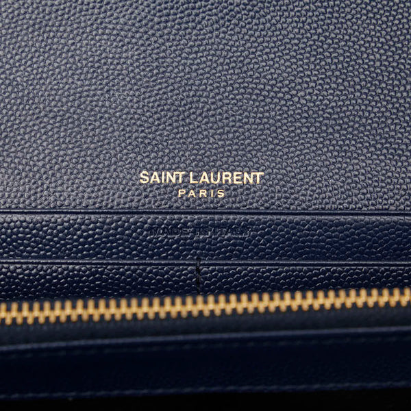 サンローラン カサンドラ マテラッセ 長財布 372264 ネイビー キャビアスキン レディース SAINT LAURENT 【中古】