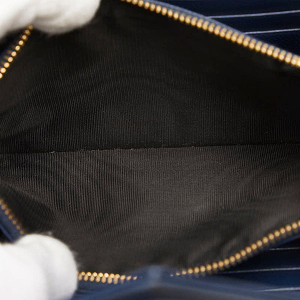 サンローラン カサンドラ マテラッセ 長財布 372264 ネイビー キャビアスキン レディース SAINT LAURENT 【中古】