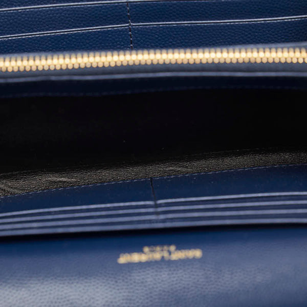 サンローラン カサンドラ マテラッセ 長財布 372264 ネイビー キャビアスキン レディース SAINT LAURENT 【中古】