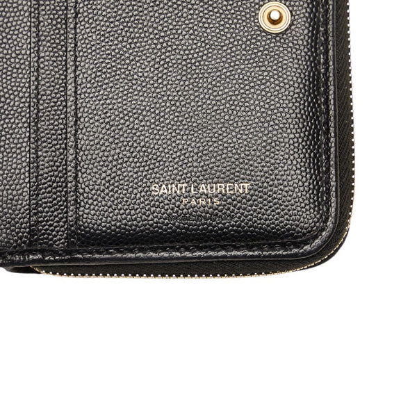 サンローラン YSLロゴ Vステッチ キルティング ゴールド金具 二つ折り財布 GUE403723 ブラック レザー レディース SAINT LAURENT 【中古】