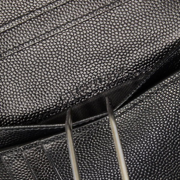 サンローラン YSLロゴ Vステッチ キルティング ゴールド金具 二つ折り財布 GUE403723 ブラック レザー レディース SAINT LAURENT 【中古】