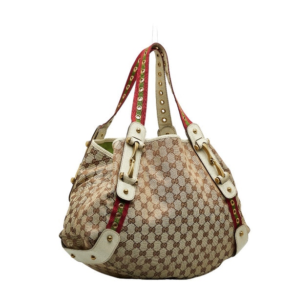 グッチ GGキャンバス トートバッグ 144186 ベージュ マルチカラー キャンバス レザー レディース GUCCI 【中古】
