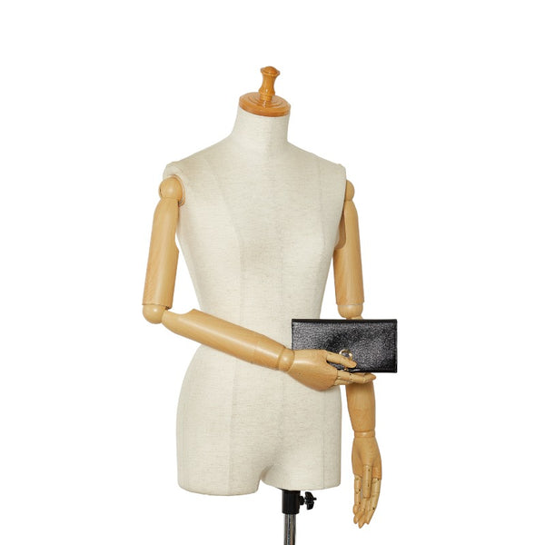 サルヴァトーレフェラガモ ガンチーニ 長財布 ブラック ゴールド レザー レディース Salvatore Ferragamo 【中古】