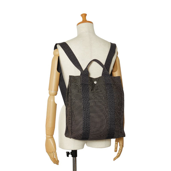 エルメス エールライン アドMM リュックサック バックパック グレー ブラック キャンバス レディース HERMES 【中古】