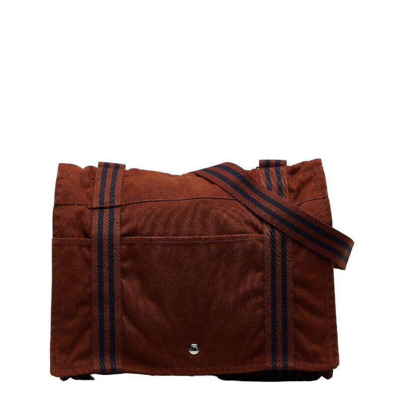 エルメス フールトゥ バサスMM 斜め掛け ショルダーバッグ ブラウン ネイビー キャンバス レディース HERMES 【中古】