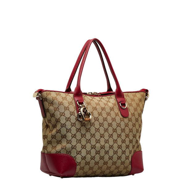グッチ GGキャンバス ハートビット HAWAII EXCLUSIVE ハンドバッグ ショルダーバッグ２WAY 269957 ベージュ レッド キャンバス レザー レディース GUCCI 【中古】