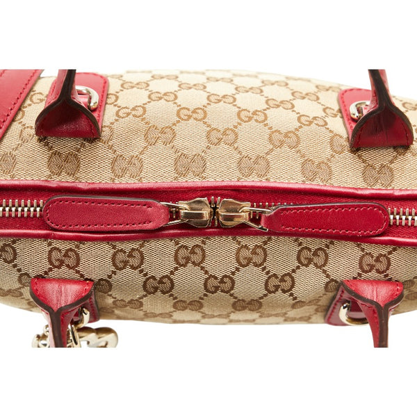 グッチ GGキャンバス ハートビット HAWAII EXCLUSIVE ハンドバッグ ショルダーバッグ２WAY 269957 ベージュ レッド キャンバス レザー レディース GUCCI 【中古】