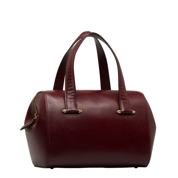 カルティエ マストライン ハンドバッグ ワインレッド レザー レディース CARTIER 【中古】