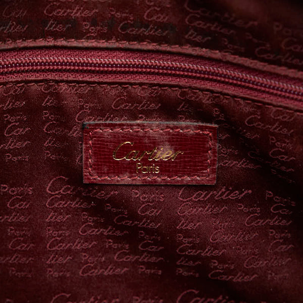 カルティエ マストライン ハンドバッグ ワインレッド レザー レディース CARTIER 【中古】
