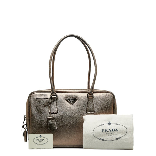 プラダ ハンドバッグ BL0095 シルバー レザー レディース PRADA 【中古】