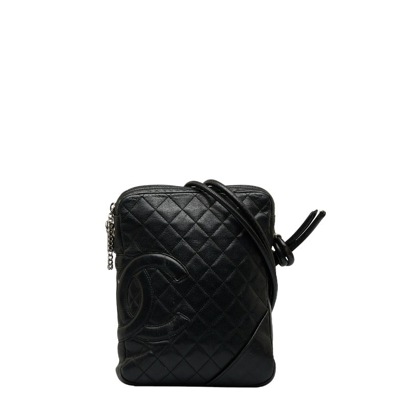 シャネル カンボンライン ココマーク ミディアム ポシェット 斜め掛け ショルダーバッグ ブラック レザー レディース CHANEL 【中古】