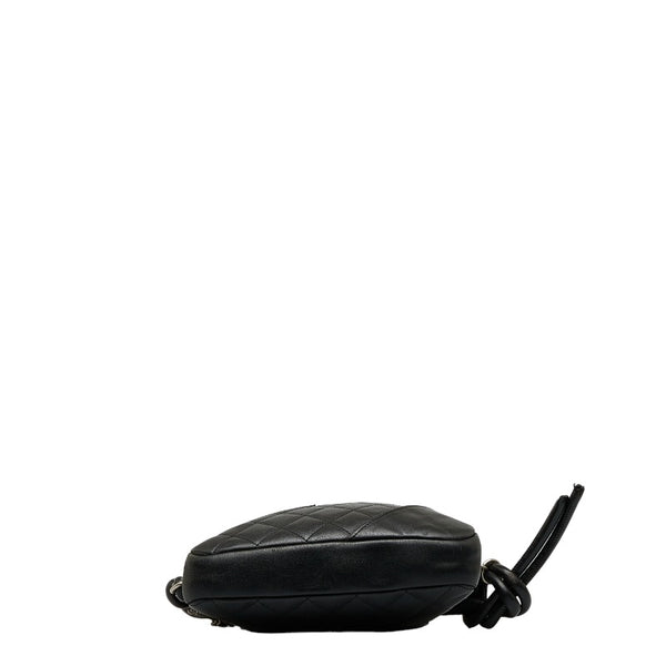 シャネル カンボンライン ココマーク ミディアム ポシェット 斜め掛け ショルダーバッグ ブラック レザー レディース CHANEL 【中古】