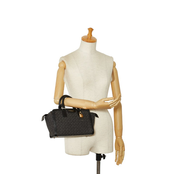 サマンサタバサ モノグラム ハンドバッグ ブラック キャンバス レザー レディース Samantha Thavasa 【中古】