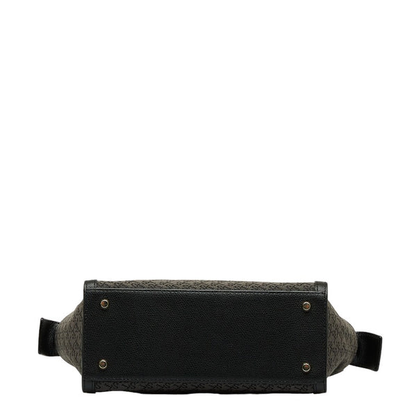 サマンサタバサ モノグラム ハンドバッグ ブラック キャンバス レザー レディース Samantha Thavasa 【中古】