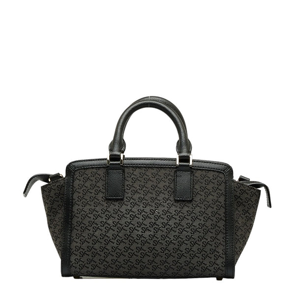 サマンサタバサ モノグラム ハンドバッグ ブラック キャンバス レザー レディース Samantha Thavasa 【中古】