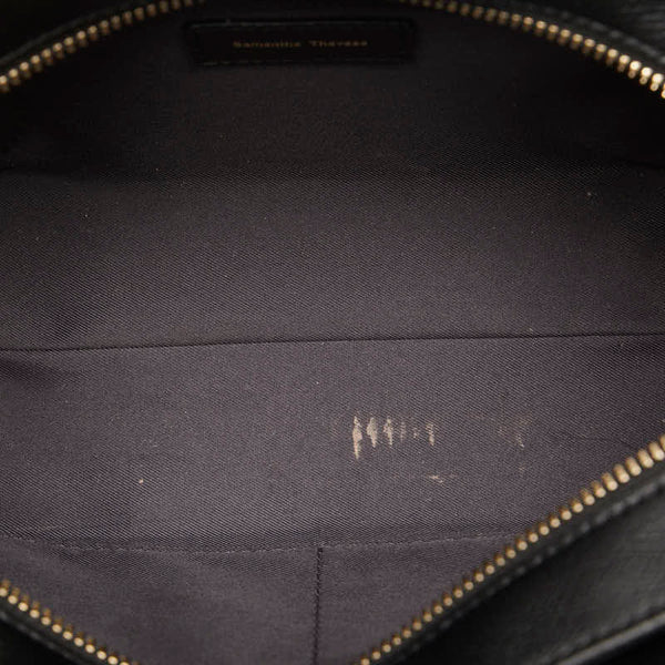 サマンサタバサ モノグラム ハンドバッグ ブラック キャンバス レザー レディース Samantha Thavasa 【中古】