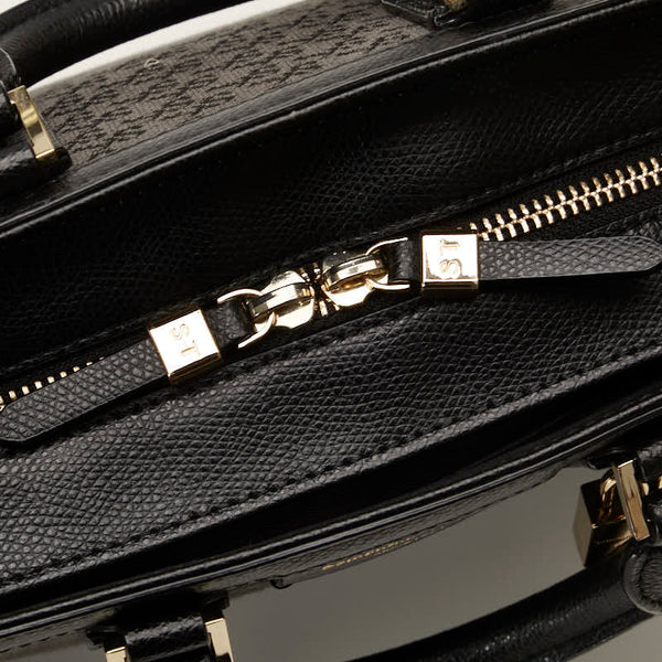 サマンサタバサ モノグラム ハンドバッグ ブラック キャンバス レザー レディース Samantha Thavasa 【中古】