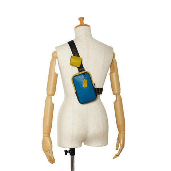 コーチ ボディバッグ ショルダーバッグ CH070 ブルー イエロー レザー メンズ COACH 【中古】