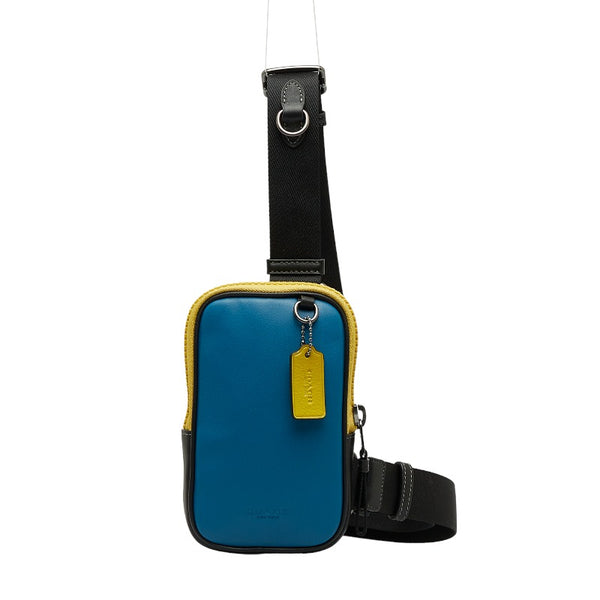 コーチ ボディバッグ ショルダーバッグ CH070 ブルー イエロー レザー メンズ COACH 【中古】