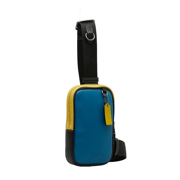 コーチ ボディバッグ ショルダーバッグ CH070 ブルー イエロー レザー メンズ COACH 【中古】