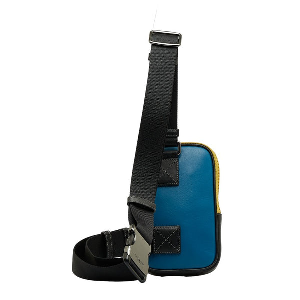 コーチ ボディバッグ ショルダーバッグ CH070 ブルー イエロー レザー メンズ COACH 【中古】