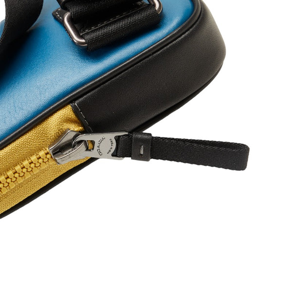 コーチ ボディバッグ ショルダーバッグ CH070 ブルー イエロー レザー メンズ COACH 【中古】