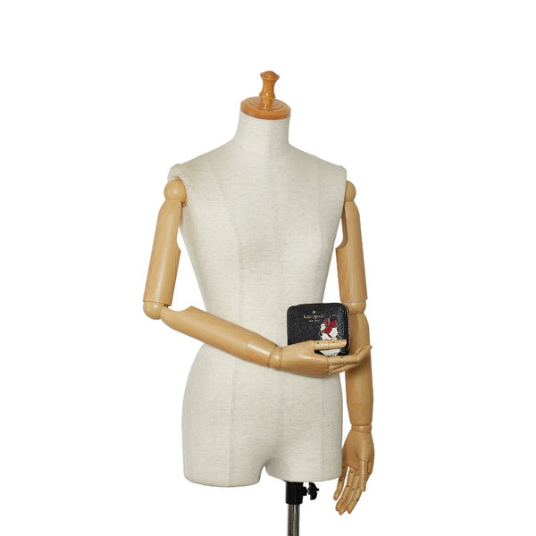 ケイトスペード ディズニーコラボ ミニー 二つ折り財布 K9326 ブラック PVC レディース Kate Spade 【中古】