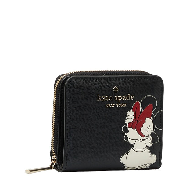 ケイトスペード ディズニーコラボ ミニー 二つ折り財布 K9326 ブラック PVC レディース Kate Spade 【中古】