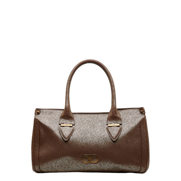 サルヴァトーレフェラガモ ガンチーニ ハンドバッグ パープル レザー レディース Salvatore Ferragamo 【中古】