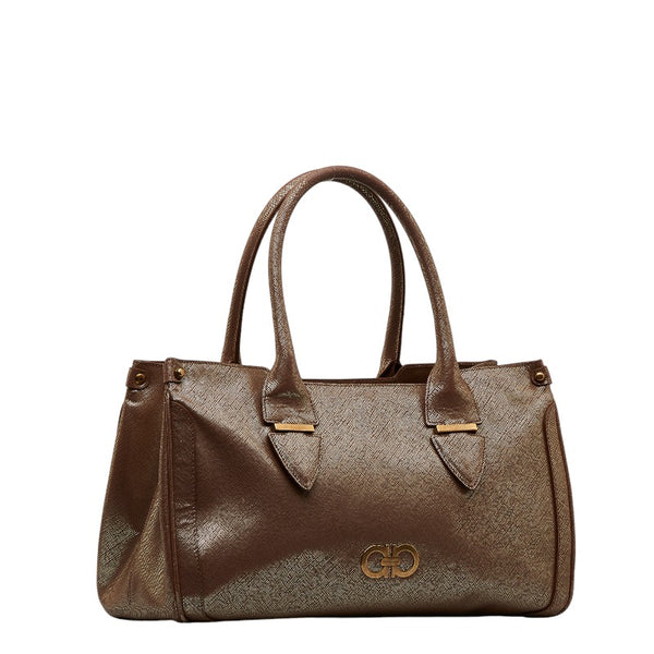 サルヴァトーレフェラガモ ガンチーニ ハンドバッグ パープル レザー レディース Salvatore Ferragamo 【中古】