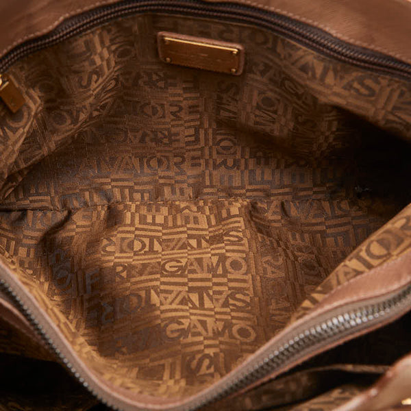 サルヴァトーレフェラガモ ガンチーニ ハンドバッグ パープル レザー レディース Salvatore Ferragamo 【中古】