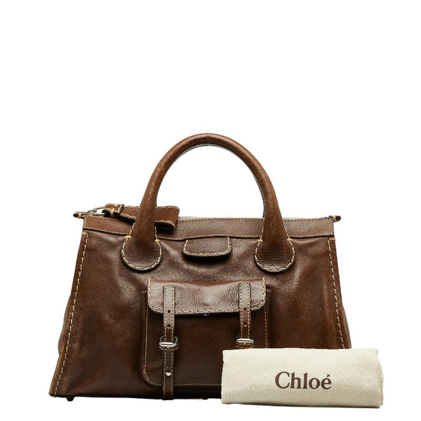 クロエ イーディス ハンドバッグ トートバッグ ブラウン レザー レディース Chloe 【中古】