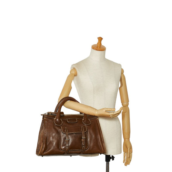 クロエ イーディス ハンドバッグ トートバッグ ブラウン レザー レディース Chloe 【中古】