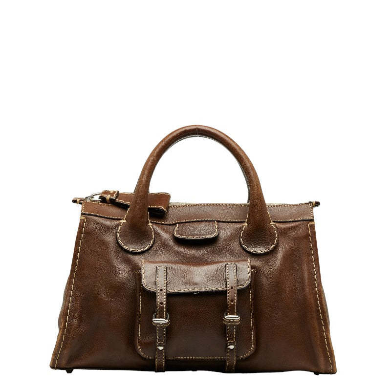 クロエ イーディス ハンドバッグ トートバッグ ブラウン レザー レディース Chloe 【中古】