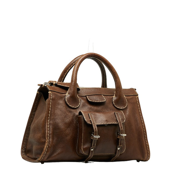 クロエ イーディス ハンドバッグ トートバッグ ブラウン レザー レディース Chloe 【中古】
