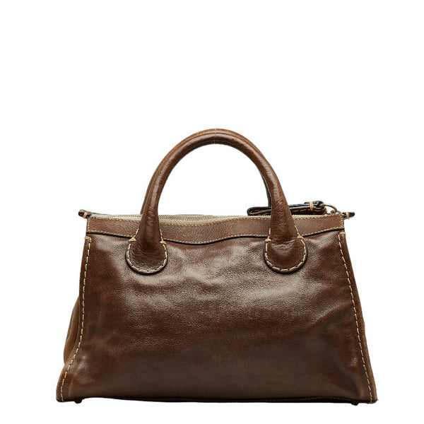 クロエ イーディス ハンドバッグ トートバッグ ブラウン レザー レディース Chloe 【中古】