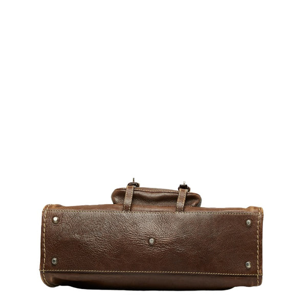 クロエ イーディス ハンドバッグ トートバッグ ブラウン レザー レディース Chloe 【中古】