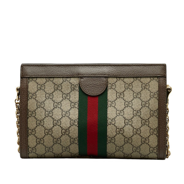 グッチ オフィディア GGスモール シェリーライン チェーン 斜め掛け ショルダーバッグ 503877 ベージュ PVC レザー レディース GUCCI 【中古】