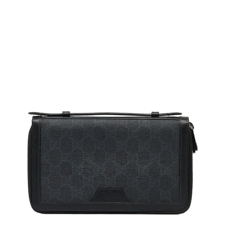 グッチ GGスプリーム オーガナイザー セカンドバッグ トラベルケース 長財布  358933 ブラック PVC レザー メンズ GUCCI 【中古】
