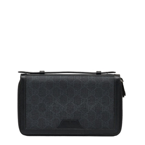 グッチ GGスプリーム オーガナイザー セカンドバッグ トラベルケース 長財布  358933 ブラック PVC レザー メンズ GUCCI 【中古】