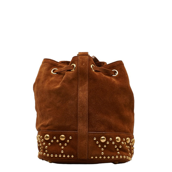 サンローラン YSL スタッズ ショルダーバッグ ブラウン スウェード レディース SAINT LAURENT 【中古】