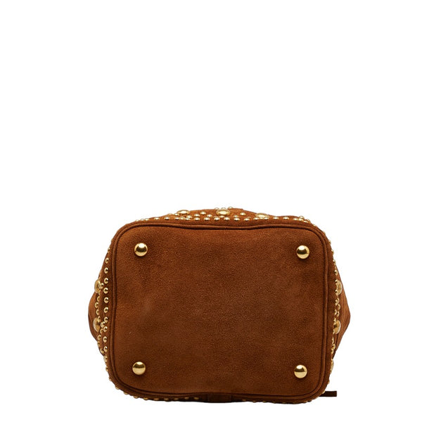 サンローラン YSL スタッズ ショルダーバッグ ブラウン スウェード レディース SAINT LAURENT 【中古】