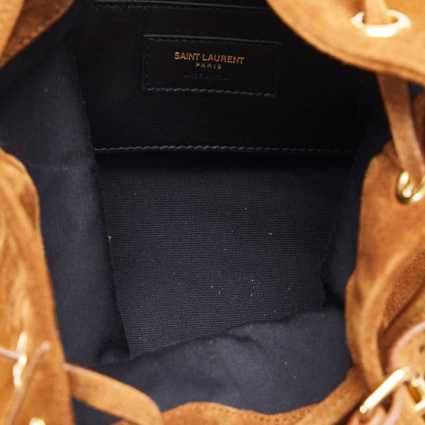 サンローラン YSL スタッズ ショルダーバッグ ブラウン スウェード レディース SAINT LAURENT 【中古】