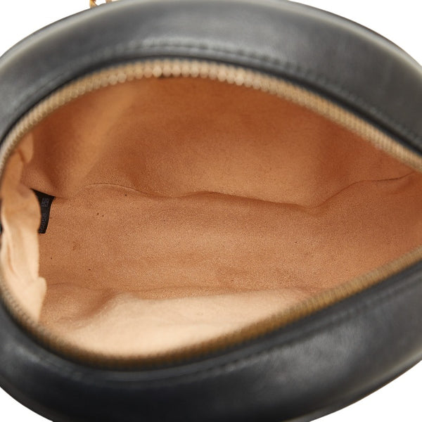 グッチ GGマーモント ラウンド ミニ ショルダーバッグ 550154 ブラック ゴールド レザー レディース GUCCI 【中古】