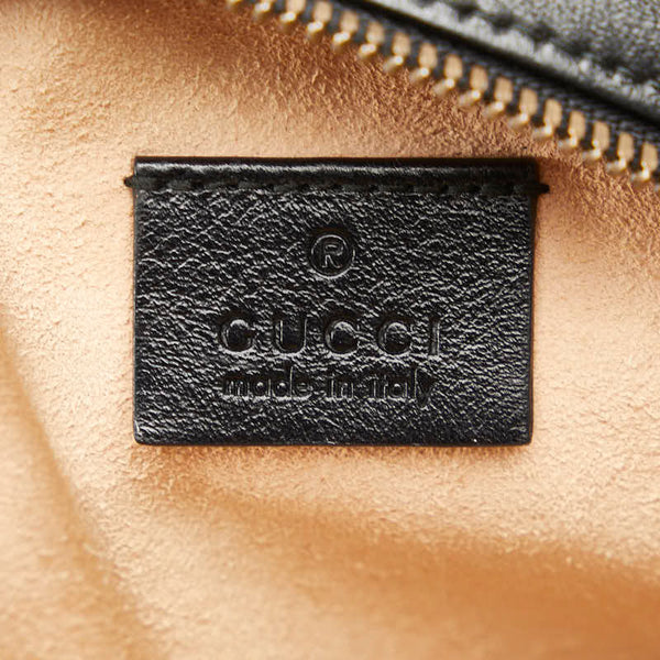 グッチ GGマーモント ラウンド ミニ ショルダーバッグ 550154 ブラック ゴールド レザー レディース GUCCI 【中古】